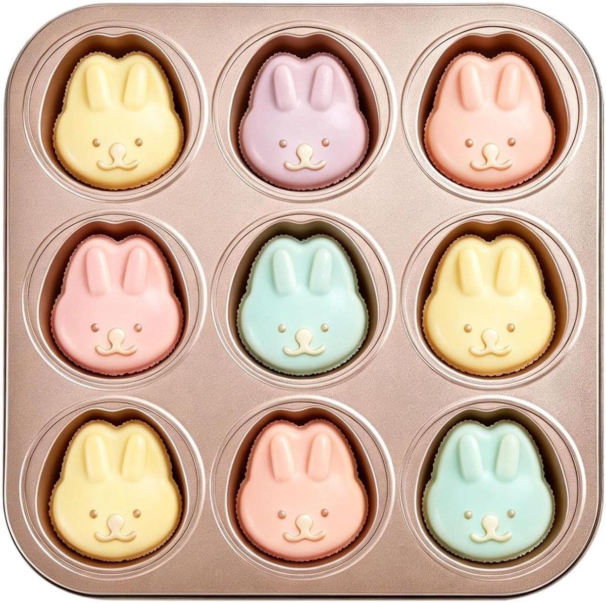 Cupcake Tray - Muffinmal - Bakken Thuis - Dierenpatroon Ontwerp - 27x27x2.2cm - Champagne Goud