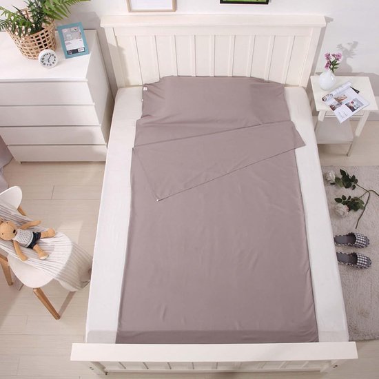 Reis Laken - Slaapzak Liner - Hygiënisch Slapen - Ademend Zacht Materiaal - 75 x 210 cm - Kaki — afbeelding 2