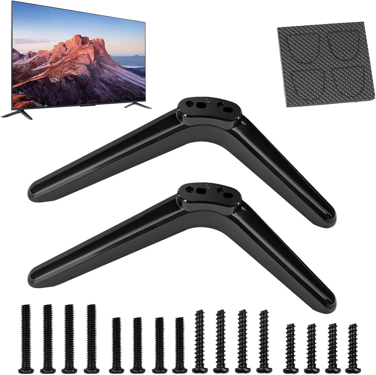 TV Poten - Televisievoetjes - TV Stabiliseren - Antislip Ontwerp - 2 Stuks - Mat Zwart