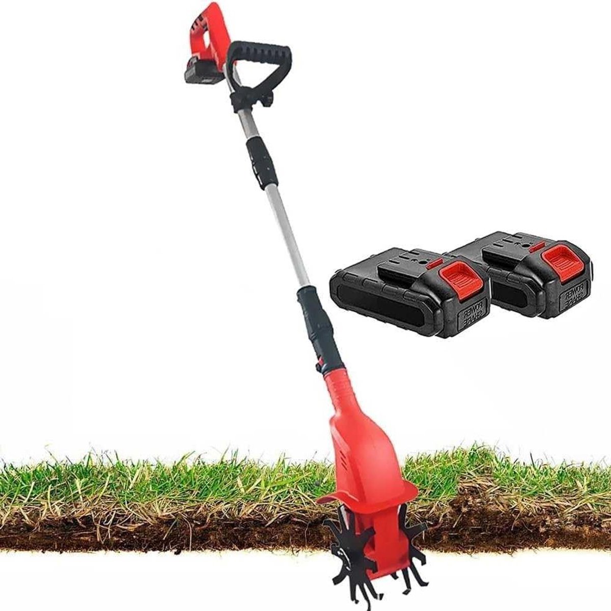 Draadloze Tuinfrees - Rotavator Grondwoeler - Tuin Voorbereiden - Hoog Koppel 250 RPM - 25 cm Diep - Zwart