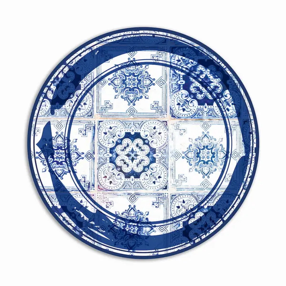 Ronde gekleurde PVC Placemat Memoire Marseille – Ø35 cm – Afwasbare Tafel Placemat – Made in Italy