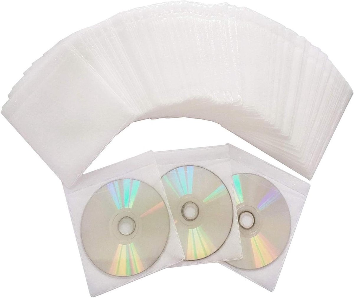 CD DVD Hoezen - Disc Beschermers - Opslag Media - Dubbelzijdig - 100 stuks - Wit