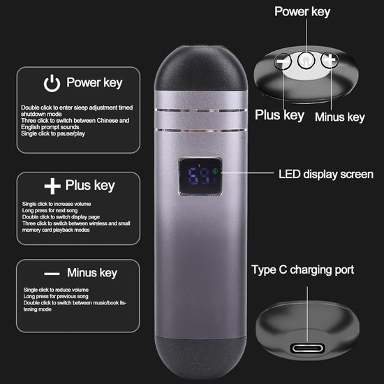Slaap AID - Kussen speaker - Rustig slapen - Botgeleiding technologie - 32 GB geheugen - Zwart — afbeelding 2