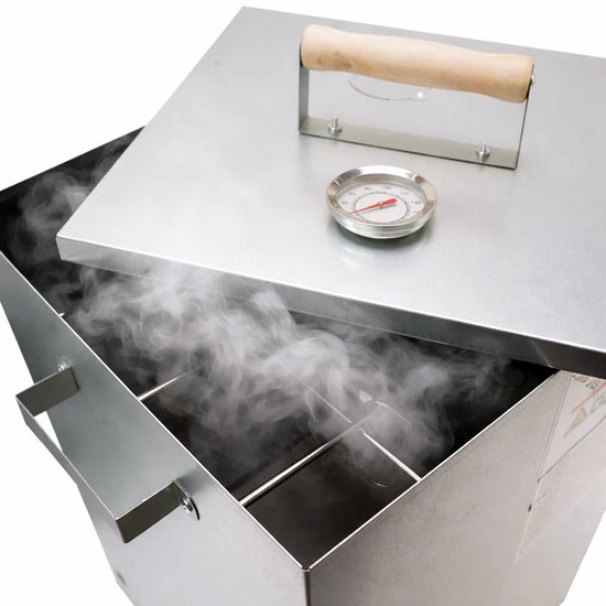 Eurocatch Telescopische Rookoven Vierkant 101 cm - Verzinkt Metalen Rookkast - Smoker voor Buiten met Thermometer en 10 Rookhaken - Extra Rookmot & Gasbrander voor eenvoudig aansteken van Eurocatch — afbeelding 3