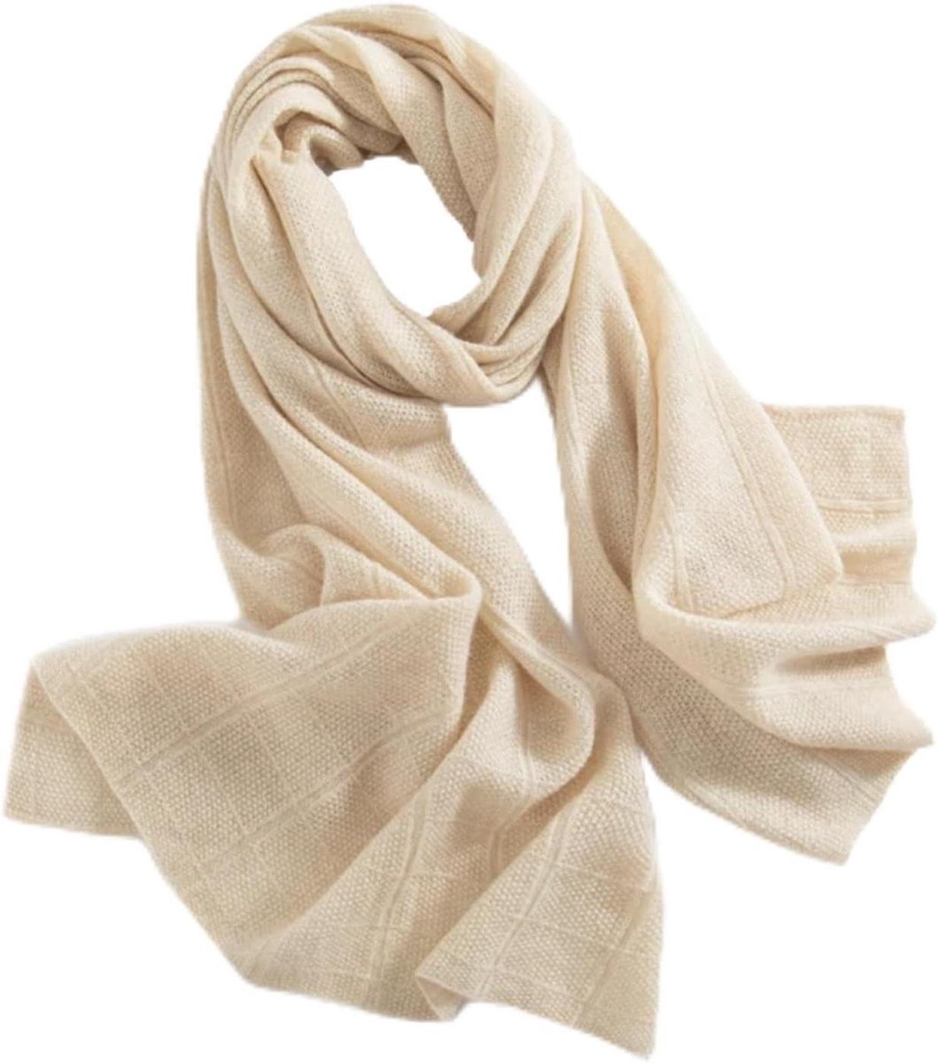 Gebreide Sjaal - Warme omslagdoek - Warm Blijven - Zacht kasjmier gevoel - 175cm Lengte - Beige