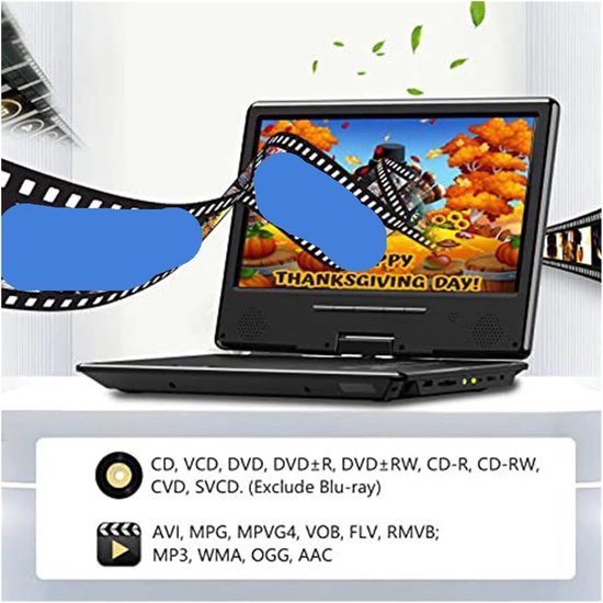 Mobiele DVD-speler - Draagbare speler - Film kijken - High Definition Video - 12 inch scherm - Zwart — afbeelding 4