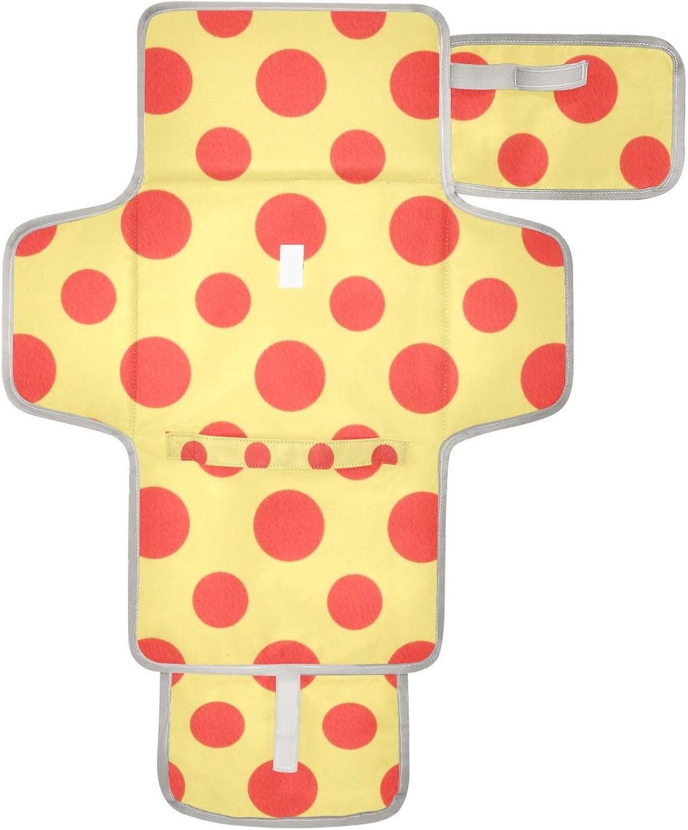 Luier Wissel Pad - Aankleedkussen Baby - Onderweg Luiers - Met Ingebouwd Kussen - 62 x 30 cm - Gele Stippen