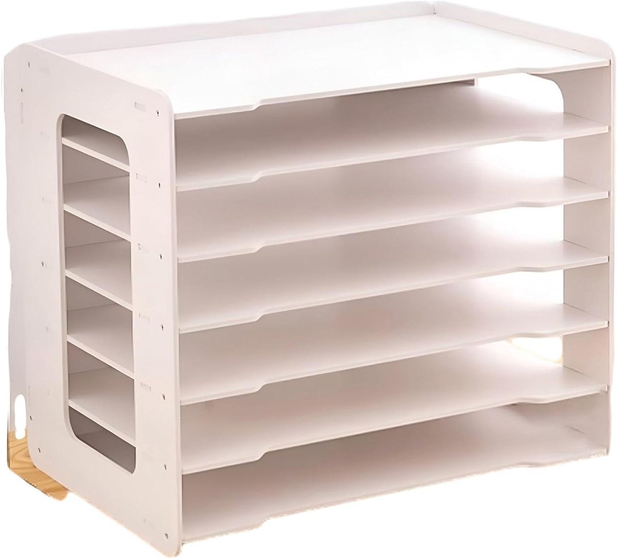 Papier Opslag Unit - Bureau Map Plank - Bureau Organiseren - 7 Vakken Ontwerp - A3 Formaat - Wit