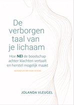 Boek 'De verborgen taal van je lichaam' met een schematische afbeelding van een vrouw.
