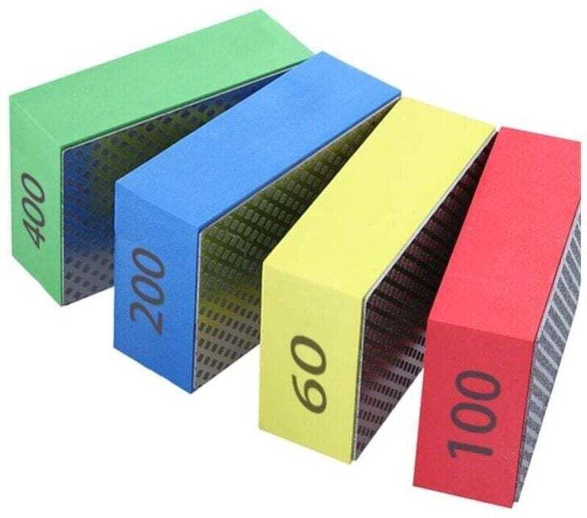 Handbediende diamantpolijstpads voor het polijsten van steen, keramische tegels en glas; slijppads voor keramische tegels; verkrijgbaar in 4 ruwheidsgraden: 60, 100, 200 en 400 mesh (Mo).
