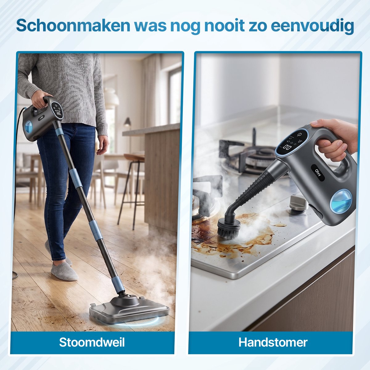 Olvy 14-in-1 Stoomreiniger - Dweilfunctie - Touchscreen - 125° Stoom – Mop - Tapijtreiniger – Vlekkenreiniger – Zetelreiniger - Handstoomreiniger – 5M Snoer — cadeau in Cadeau-ideeën - foto 4