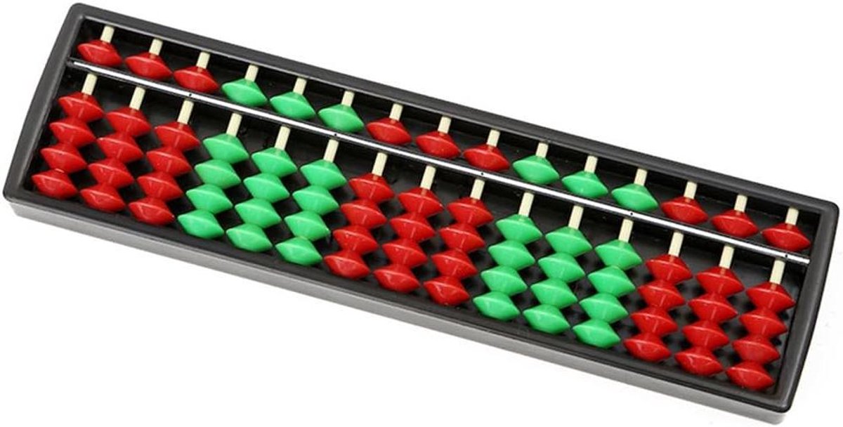 Kinder Telraam - Reken Speelgoed - Wiskunde Leren - Gladde Kralen - 23 cm - Rood Groen