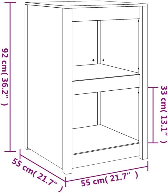 Keukenkast voor buiten - Buitenkeuken unit - Buiten koken - Massief douglashout - 55x55x92 cm - Natuurlijk hout — afbeelding 3