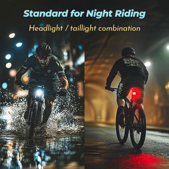 Fietsverlichting Set - Voor en achterlamp - Veilig fietsen - USB Oplaadbaar - Compact - Zwart — afbeelding 4
