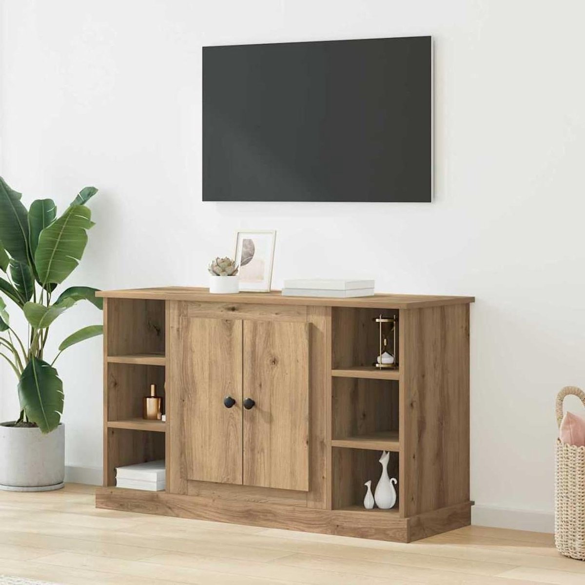 Dressoir Kast - Commode Buffetkast - Woonkamer Opbergen - Rustieke Eikenlook - 100 x 60 cm - Artisan-eiken