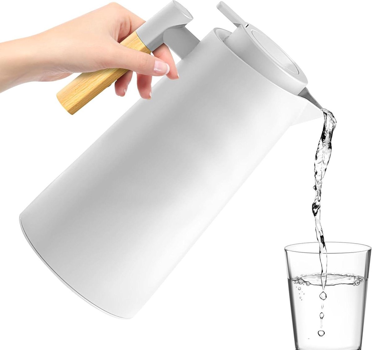 Thermoskan Koffie - Isolatiekan Dranken - Warme Dranken - Glazen Coating - 1000 ml - Wit