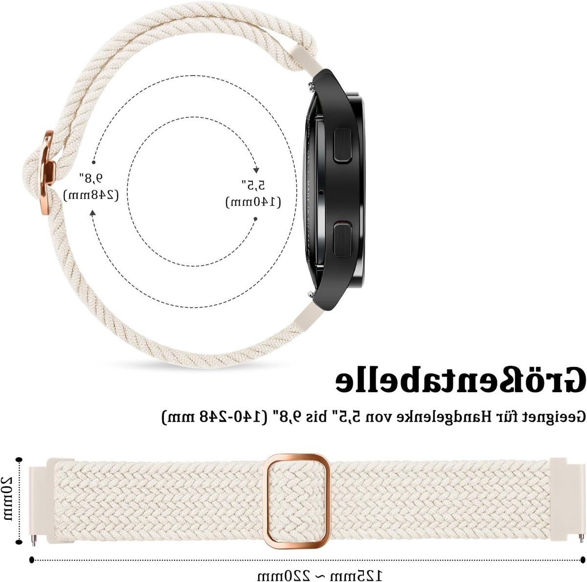 Verstelbare 20mm Nylon Horlogeband voor Garmin Venu, Vivoactive en Forerunner - Snelle Bevestiging, Geschikt voor Dames en Heren