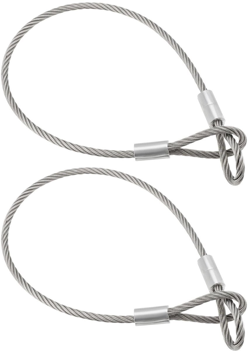 Solidchoice - Dailygoody - Roestvrij Staaldraad Kabel - Veiligheidstouw - 50 cm - Diameter 5 mm - Breeksterkte 1836N - Geschikt voor Outdoor - 2 Stuks