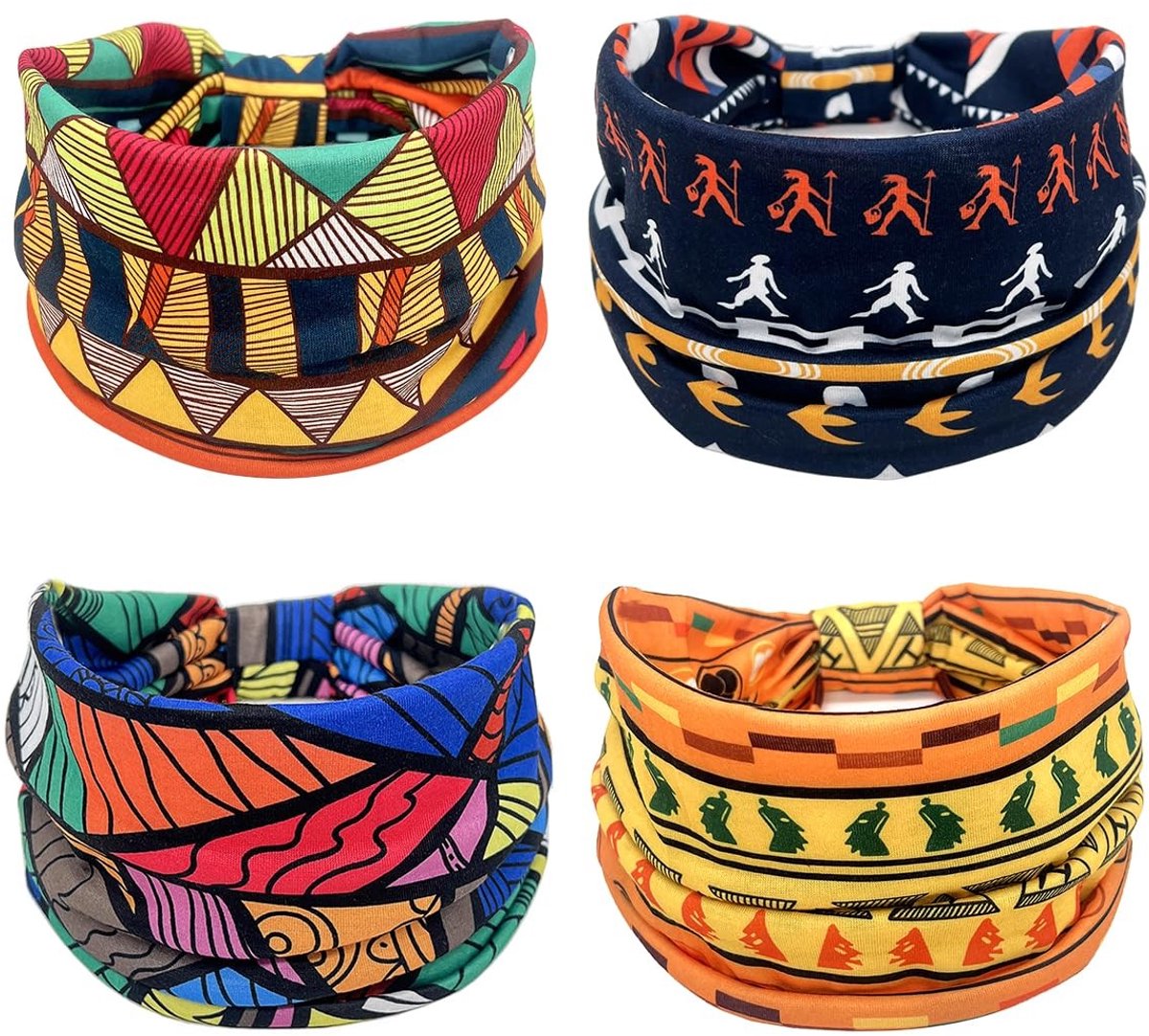 Allecto - Afrikaanse Hoofdbanden - Boheemse Hoofddoeken - Ademend en Elastisch - Stretch Hoofddoek - Geschikt voor Sport en Yoga - Retro Gedrukte S...
