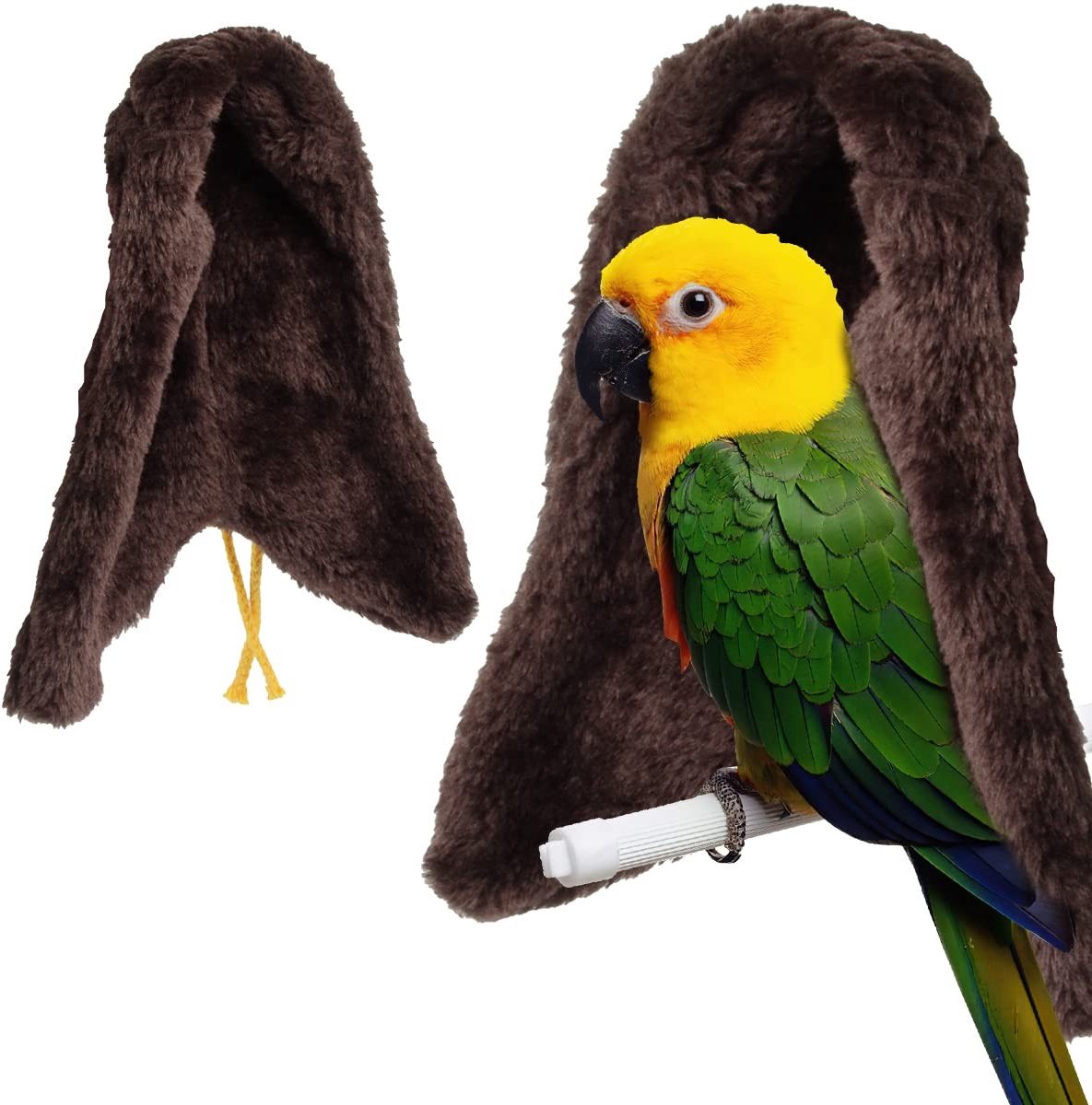 Solidchoice - Dailygoody - Vogeldeken voor kooi - Papegaaiennest - Warm vogelnest voor vogels - Bruin - Hangmat voor kleine huisdieren - Geschikt voor vogels - 15 x