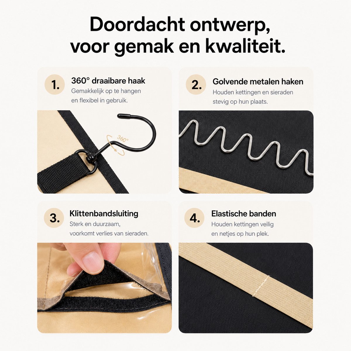 BOTC Sieraden Organizer - Opbergsysteem Tweezijdig - Sieraden Opbergers - Juwelendoos - Zwart — cadeau in Wonen & Interieur - foto 4