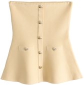 Next - Dames - Net gebreide bandeau-top met peplum - Geel