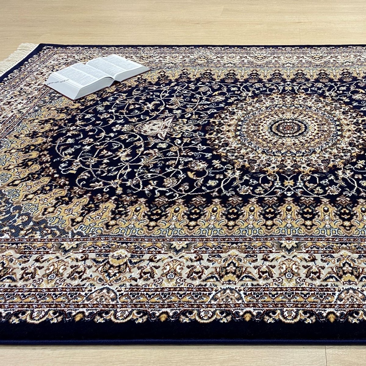 Blauw Tapijt Laagpolig Klassiek Vloerkleed Vintage Vloerkleed - Premium Hoge Kwaliteit - 200x290cm- Modern - Woonkamer - Salon - Slaapkamer - Eetkamer
