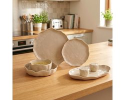 OZ Home Bricard Angles Serviesset - 27-delig - 6 personen - Taupe Porseleinen Servies met…