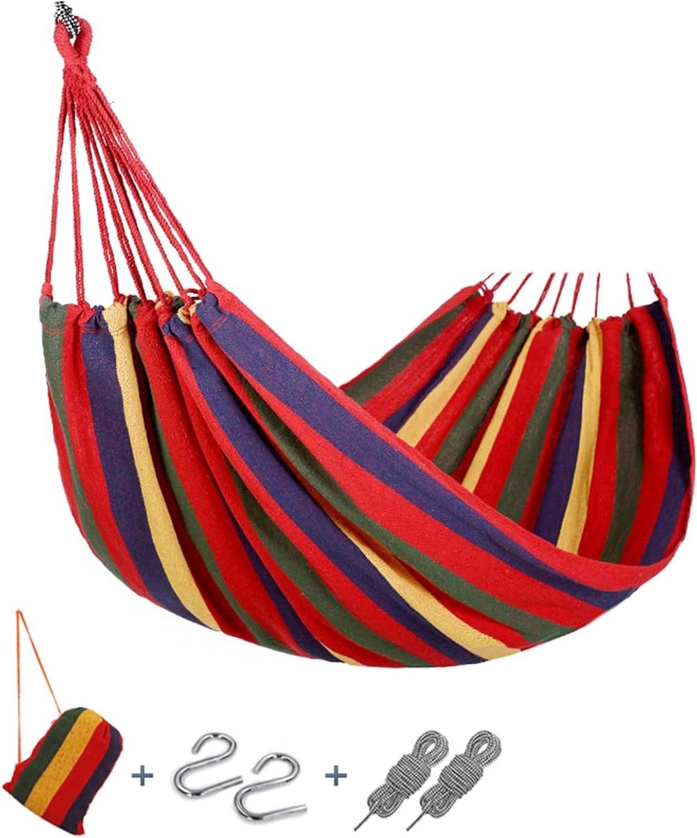 Hangmat Katoen - Schommelstoel Relaxstoel - Buiten Ontspannen - Dubbel Persoons - 200x150cm - Gestreepte Regenboog