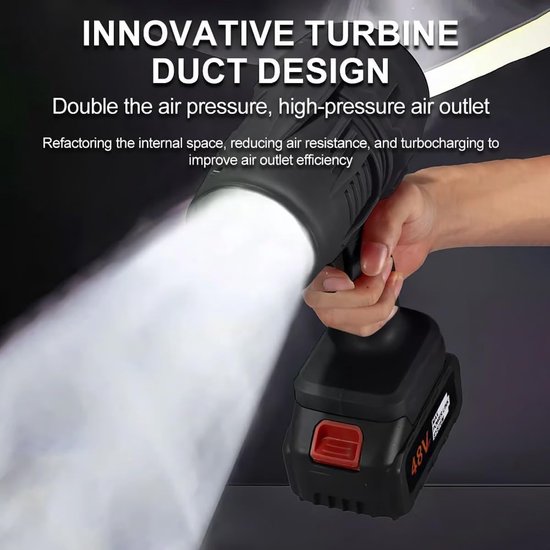 Draadloze Bladblazer - Turbo Jet Blower - Auto en Tuin Reinigen - Traploze Snelheidsregeling - 150MPH - Blauw — afbeelding 3