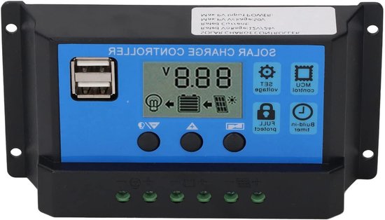 MPPT Laadregelaar - Zonnecontroller Solar - Energie Beheer - LCD Scherm - 100A - Aluminium