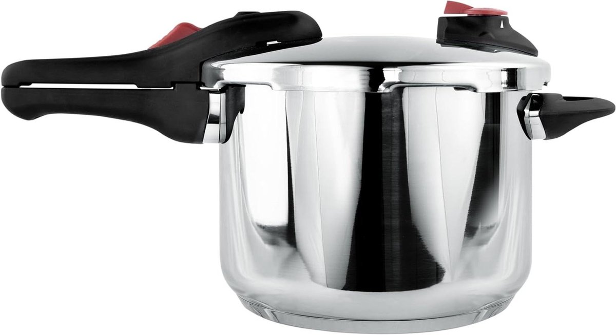 Drukkoker RVS Snelkookpan Inductie Gezond Koken Dubbel Druk Systeem 6 Liter Zilverkleurig