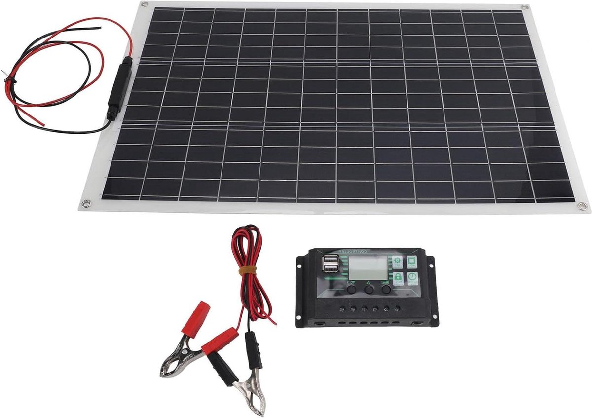Draagbaar Zonnepaneel - Zonne-energie Kit - Kamperen - Hoge Efficiëntie - 70x50cm - Zwart