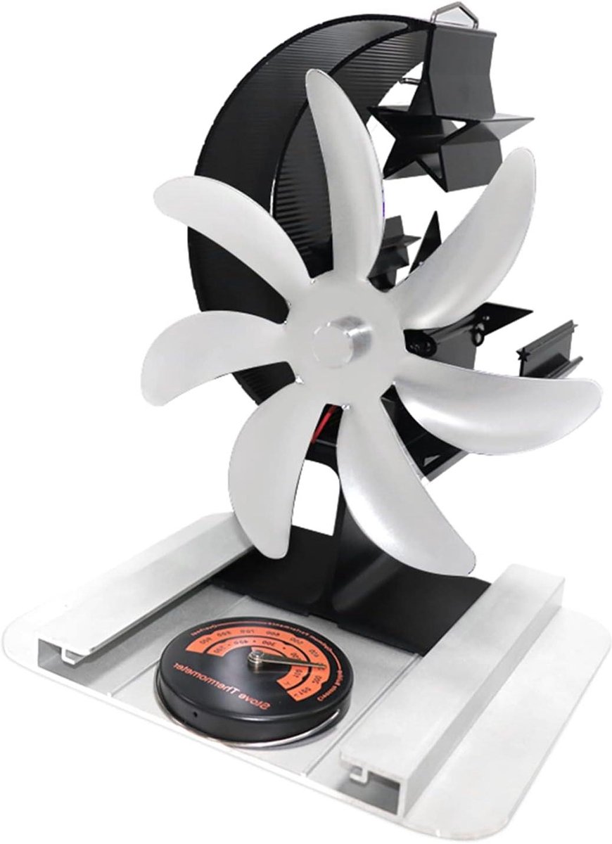 Houtkachel Ventilator - Warmte Ventilator - Warmte Verspreiden - Zelfaangedreven - 140 x 100 x 195 mm - Zilver