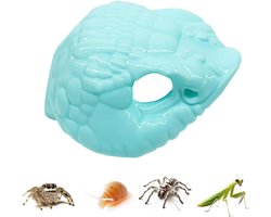 Reptielenhol - Schuilplaats aquarium - Veilig terugtrekken - Slangenkopvorm - 12 x 8 x 8 cm - Blauw