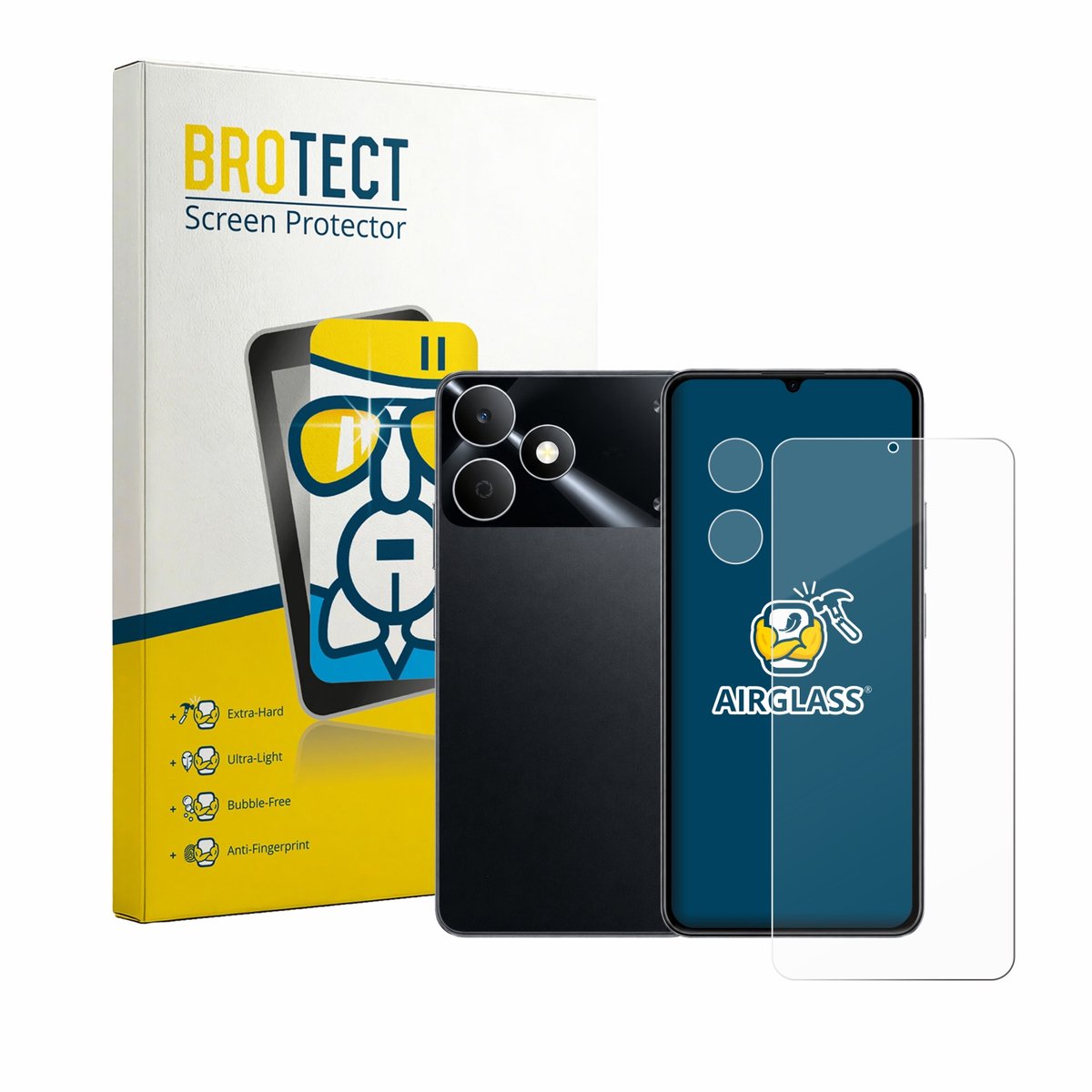 Screenprotector voor realme Note 80 (Voor+Camera) Beschermglas transparant