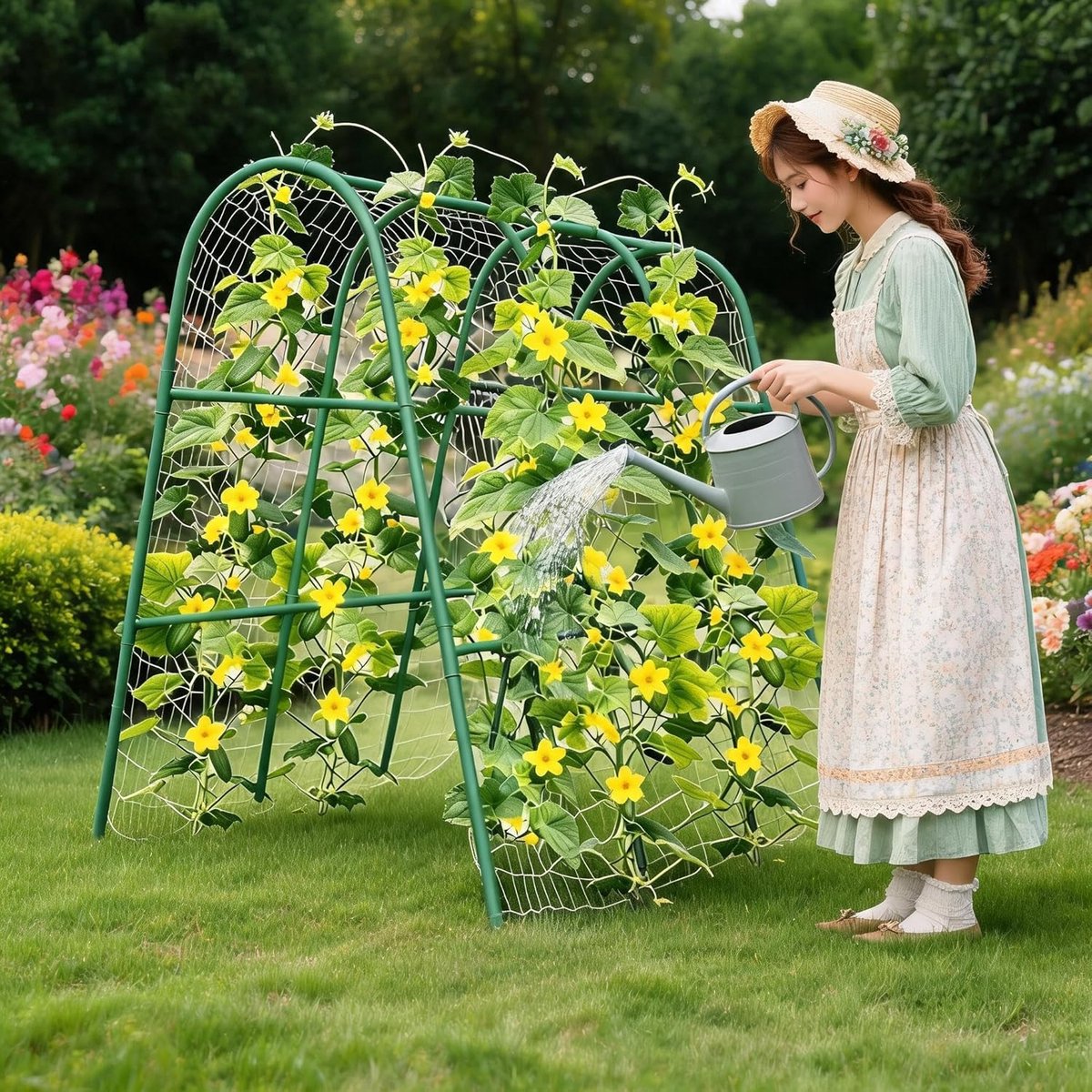 Danky U-Vormig Klimrek | Metalen Plantensteun voor Klimplanten | Stevige Tuinondersteuning voor Buiten | 120*160cm