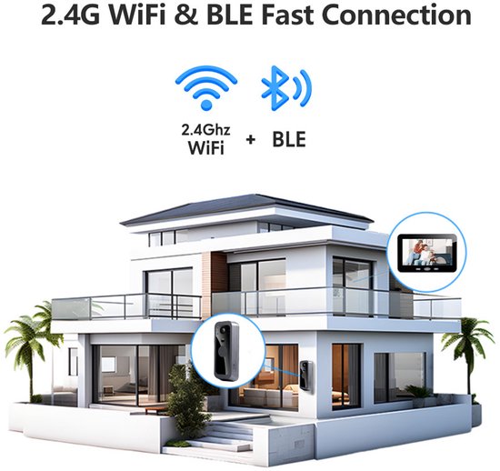 Video Camera intercom - Wifi - App bediening - Batterij - Beweging - Tuya - Zilver — afbeelding 3