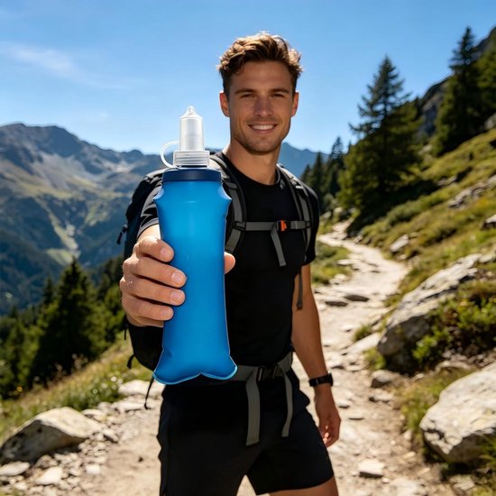 Zachte fles - 100ML - 22,5*7,5*3cm - waterzak - draagbare waterzak - TPU waterzak voor sport, outdoor en fietsen - opvouwbare fles - zachte fles - herbruikbaar - geschikt voor loopvesten, waterzakrugzakken, marathon, wandelen, fietsen — afbeelding 5