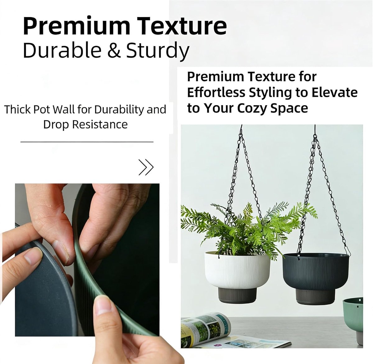 Hangende Zelfwaterende Bloempotten voor Buiten en Binnen - Groene Kunststof Plantenbakken met Watervoorraad - Set van 2 Stuks - 19 cm - 16cm Ideaal voor Tuin en Balkon — cadeau in Wonen & Interieur - foto 5