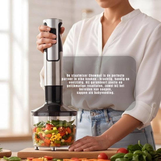 Thuys - Staafmixer Zilver 1200W - Turbofunctie - Variabele Snelheid - 6 Accessoires - voor Soepen - Sauzen en Purees van Thuys — afbeelding 4