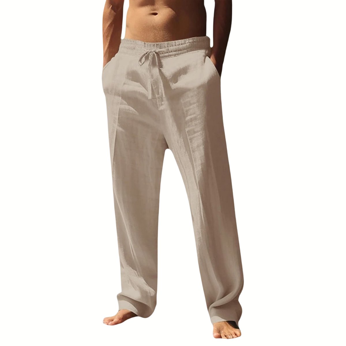 Currero Linnen Broek Heren - Zomerbroek - Volwassenen - Lange Broek - Pantalon - Strandbroek - Zomer - Ibiza Stijl - Khaki XL