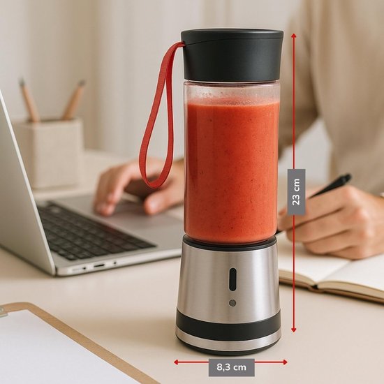 Draagbare Blender - Smoothie Maker Mini - Gezond Leven - USB Oplaadbaar - 300ml - Zilver — afbeelding 5