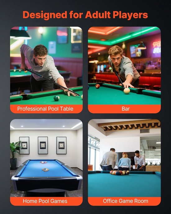 Keu - Poolstok - Biljart Spelen - Precisie Ontwerp - Standaard Lengte - Zwart — afbeelding 2