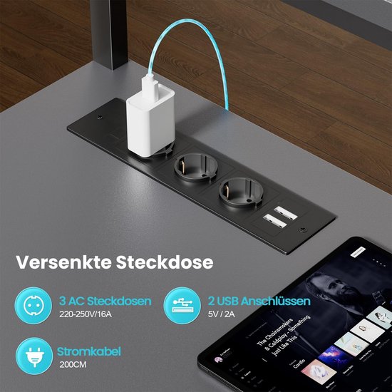 Gaming bureau - Hoekbureau opslag - Spel en werk - Geïntegreerde verlichting - 150 x 100 cm - Grijs — afbeelding 2