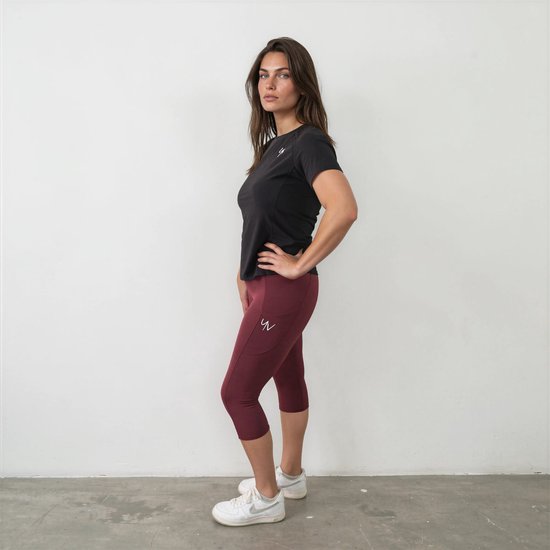 YV SPORT Sportlegging Toronto - Driekwart sportlegging - Handige zakken - Premium kwaliteit - Squat-proof - Stevige, hoge tailleband - Perfect fit - Sport legging dames - Rood - Maat S van YV SPORT — afbeelding 2