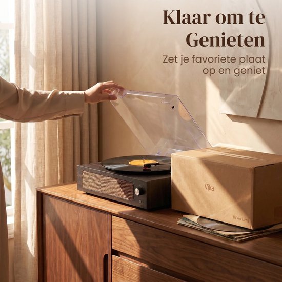 Vika Platenspeler - Hout - Bruin - Met Bluetooth en Speakers - Vintage — afbeelding 5