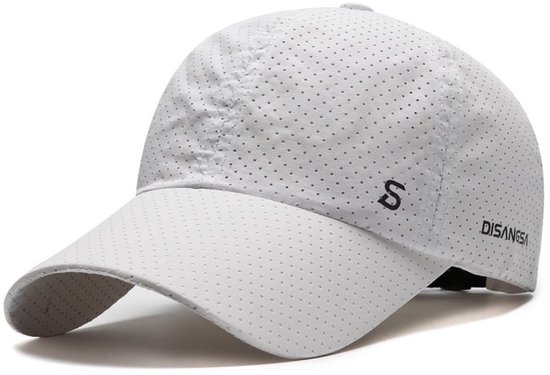 Geperforeerde Baseball Cap – Ademende, Sneldrogende Sportpet met Verstelbare Pasvorm en Zonbescherming voor Heren en Dames – Wit