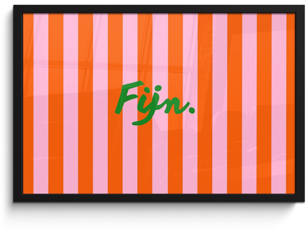 FrameYourWall Poster in lijst - Fotolijst 60x40 cm - Posters - Patroon - Oranje - Fijn - Strepen - Posterlijst zwart - Decoratie - Wanddecoratie woonkamer - Muurdecoratie slaapkamer