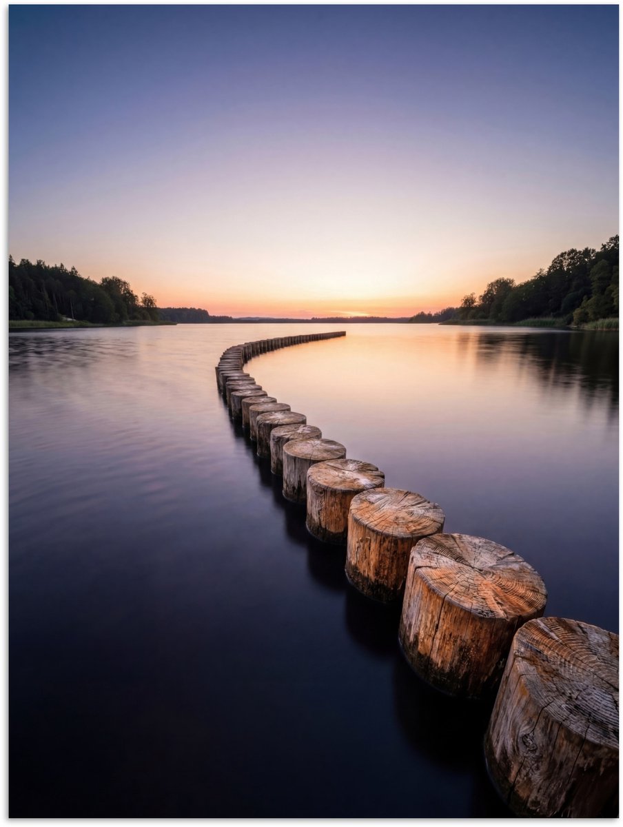 Poster 60x80 cm - Hout - Palen - Water - Posters - Kamer decoratie - Wanddecoratie woonkam